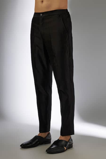 SALIL BHATIA_Black Silk, Chanderi Sequins Embellished Sherwani Set _Online_at_Aza_Fashions