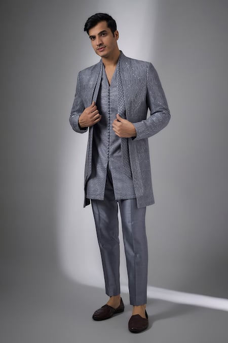 SALIL BHATIA Reet Mahal Sequins Embellished Sherwani Set 