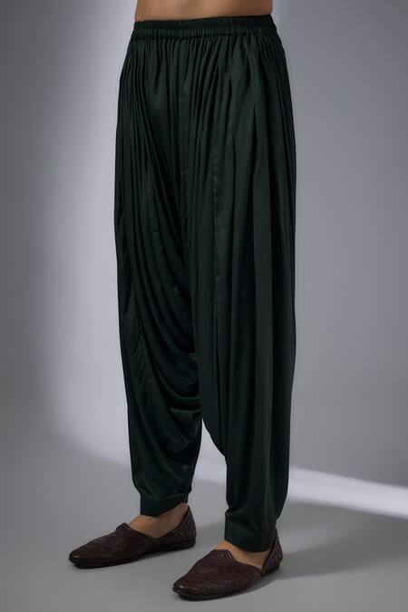 SALIL BHATIA_Green Silk, Modal, Satin Sequins, Embroidery Rooh Mahal Embellished Kurta Set _Online_at_Aza_Fashions