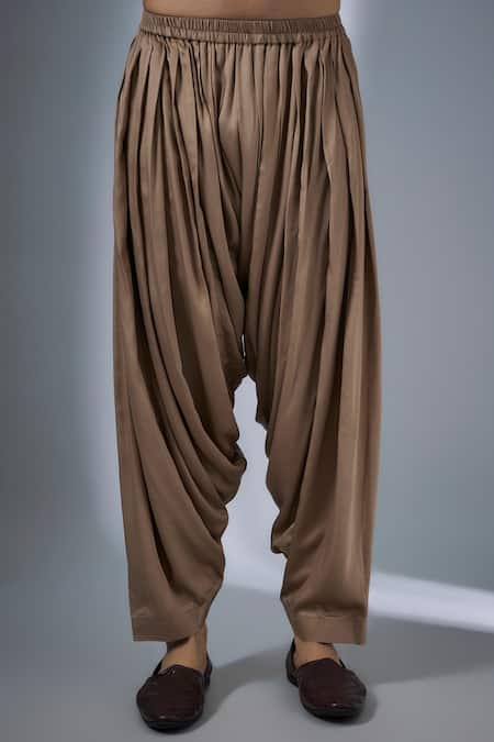 SALIL BHATIA_Gold Silk, Modal, Satin Zari, Sequins Mahal Embellished Kurta Set _Online_at_Aza_Fashions