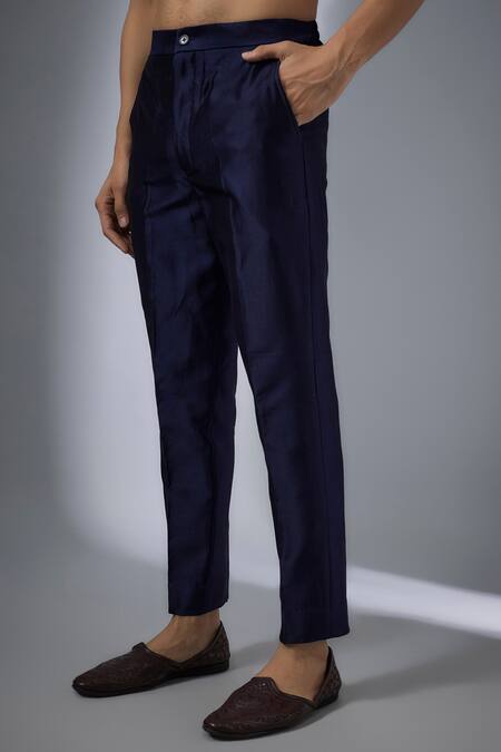 SALIL BHATIA Navy Silk, Silk, Sequins, Neer Mahal Embellished Kurta Set Online at Aza Fashions SALIL BHATIA_Navy Silk, Silk, Sequins, Neer Mahal Embellished Kurta Set _Online_at_Aza_Fashions