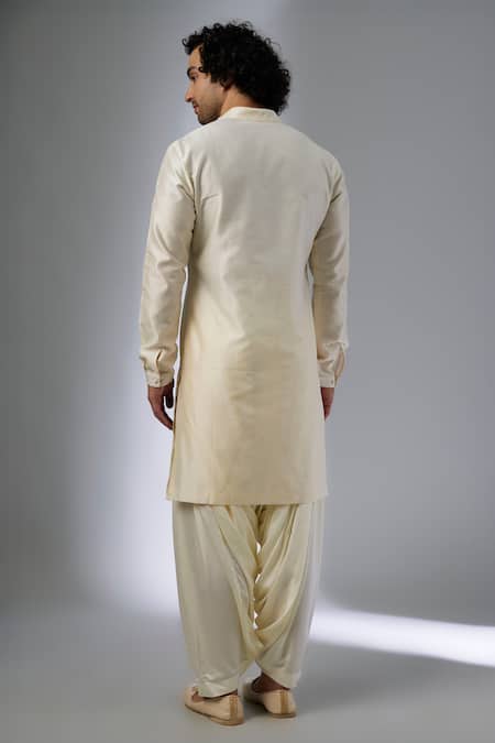 SALIL BHATIA Ivory Silk Chanderi Button-Down Kurta Set 