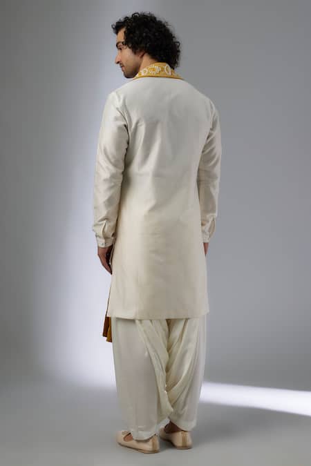 SALIL BHATIA Ivory Silk Chanderi Button Down Kurta Set 