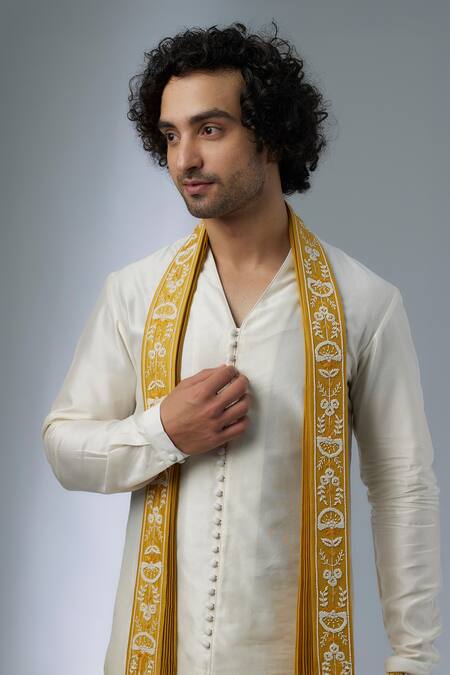 Buy_SALIL BHATIA_Ivory , , Modal, Satin, Button Down Kurta Set _Online_at_Aza_Fashions