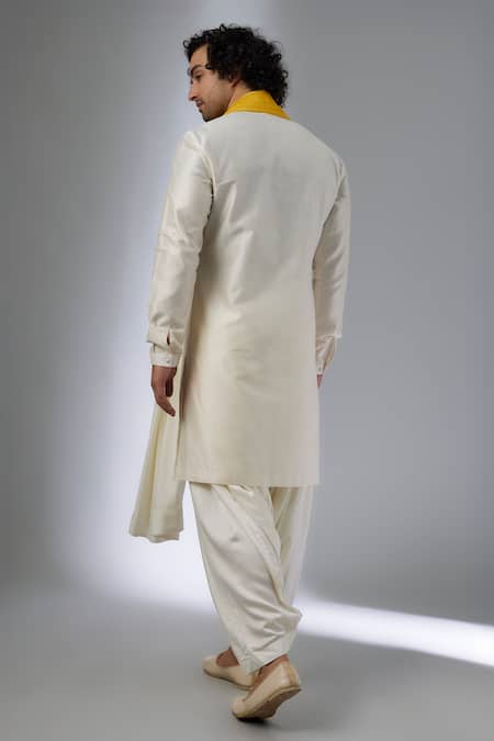 SALIL BHATIA Ivory Silk Chanderi Button-Down Kurta Set 
