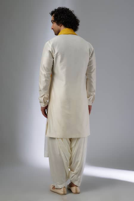 SALIL BHATIA Ivory Silk Chanderi Button-Down Kurta Set 