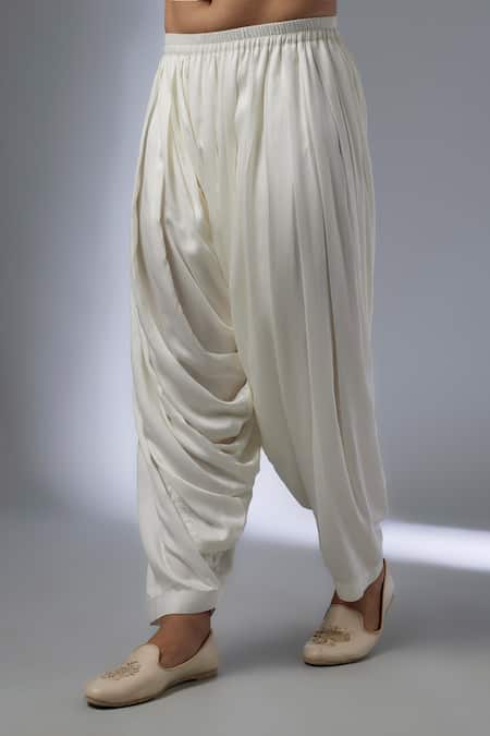 SALIL BHATIA_Ivory Silk, Modal, Satin Zari, Sequins Barfi Boota Embellished Kurta Set _Online_at_Aza_Fashions