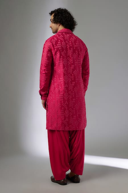 Shop SALIL BHATIA Pink Silk, Modal, Satin Embroidery, Sequins Zari Mahal Embellished Kurta Set at Aza Fashions Shop_SALIL BHATIA_Pink Silk, Modal, Satin Embroidery, Sequins Zari Mahal Embellished Kurta Set _at_Aza_Fashions