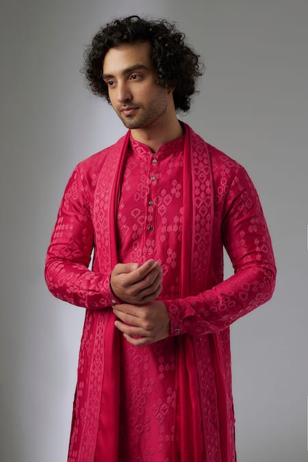 Buy SALIL BHATIA Pink Silk, Modal, Satin Embroidery, Sequins Zari Mahal Embellished Kurta Set Online at Aza Fashions Buy_SALIL BHATIA_Pink Silk, Modal, Satin Embroidery, Sequins Zari Mahal Embellished Kurta Set _Online_at_Aza_Fashions