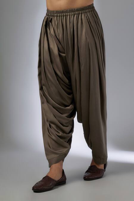 SALIL BHATIA_Brown Silk, Modal, Satin Zari, Sequins Barfi Boota Embellished Kurta Set _Online_at_Aza_Fashions