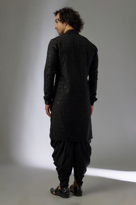 SALIL BHATIA Black Satin Cowl Dhoti Pant 