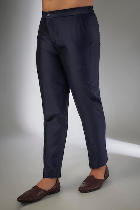 Buy_SALIL BHATIA_Blue Chanderi Silk, Georgette Sequins, Embroidery Embellished Bandhgala Set _Online_at_Aza_Fashions