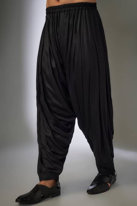 SALIL BHATIA_Navy Silk, Modal, Satin Embroidery, Metallic Thread Roop Mahal Kurta Set _Online_at_Aza_Fashions