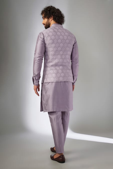 SALIL BHATIA Bel Boota Thread Embellished Nehru Jacket Set 