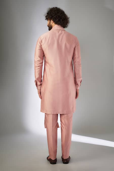SALIL BHATIA Shell Pink Chanderi Embellished Kurta Set 