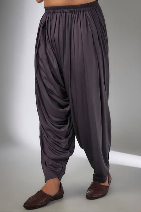 SALIL BHATIA_Purple Silk, Modal, Satin Embroidery Chakri Boota Thread Embellished Kurta Set _Online_at_Aza_Fashions