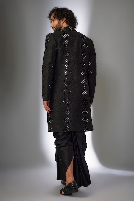 SALIL BHATIA Black Mirror Embroidered Sherwani Set 