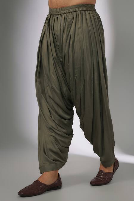 SALIL BHATIA_Green Silk, Modal, Satin Embroidery, Ainaa Mahal Thread And Work Kurta Set _Online_at_Aza_Fashions