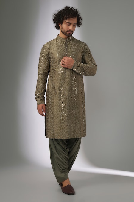 SALIL BHATIA Ainaa Mahal Thread & Mirror Work Kurta Set 