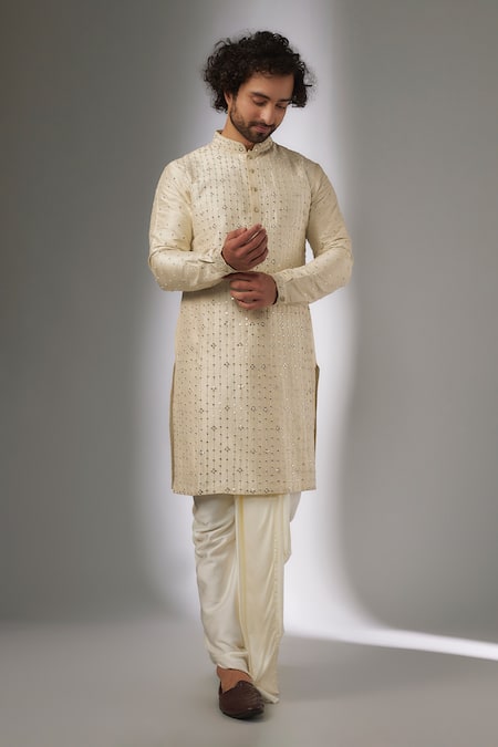SALIL BHATIA Ainaa Mahal Raw Silk Thread Work Kurta Set 