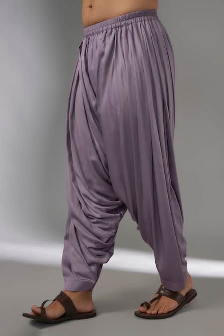 SALIL BHATIA_Purple Silk, Modal, Satin Embroidery, Sequins Rooh Mahal Embellished Kurta Set _Online_at_Aza_Fashions