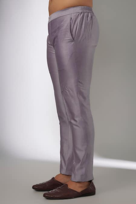 Buy_SALIL BHATIA_Mauve Silk, Silk, Embroidery, Sequins Embellished Sherwani Set _Online_at_Aza_Fashions