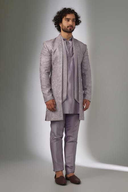 SALIL BHATIA Mauve Sequins Embellished Sherwani Set