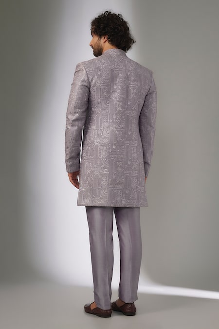 SALIL BHATIA Mauve Sequins Embellished Sherwani Set
