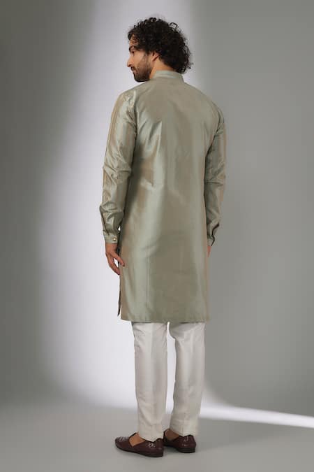 SALIL BHATIA Pure Silk Thread Embroidered Kurta Set 