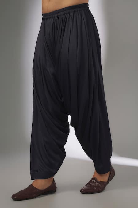 Buy_SALIL BHATIA_Navy Georgette, Modal, Satin Sequins, Embroidery Sur Mahal Embellished Kurta Set _Online_at_Aza_Fashions