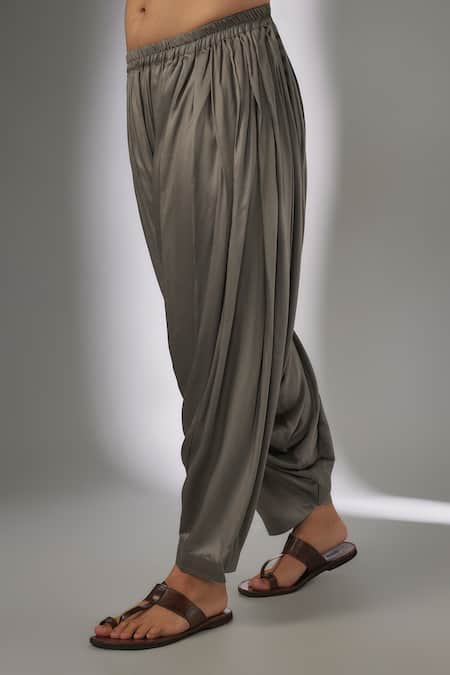 SALIL BHATIA_Taupe Chanderi Silk, Modal, Satin Zari, Embroidery Work Kurta Set _Online_at_Aza_Fashions