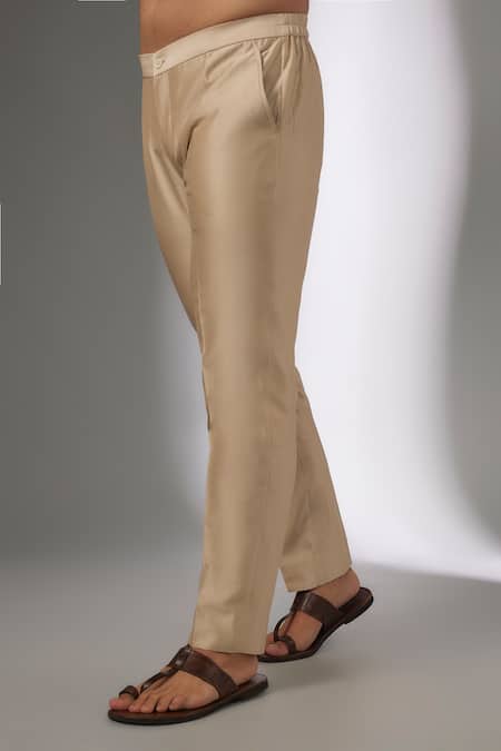 SALIL BHATIA_Yellow , Chanderi Rang Mahal Floral Print Nehru Jacket Set _Online_at_Aza_Fashions