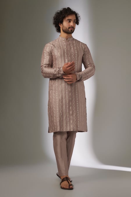 SALIL BHATIA Silk Chanderi Embellished Kurta Set 