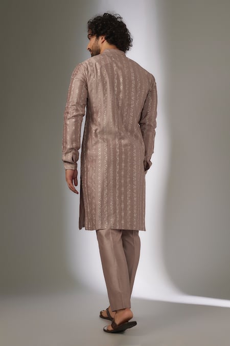 SALIL BHATIA Silk Chanderi Embellished Kurta Set 