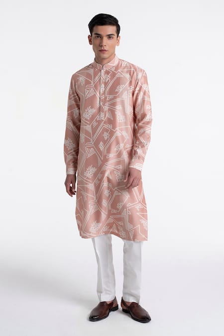 Dhruv Vaish Clasic Cut Printed Kurta Set 