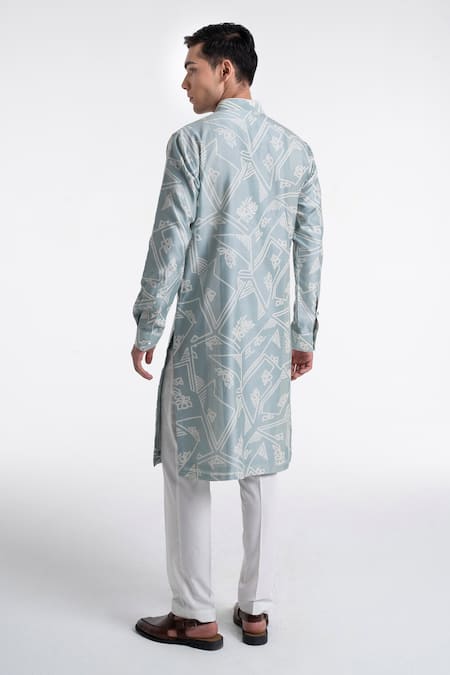 Dhruv Vaish Clasic Cut Printed Kurta Set 