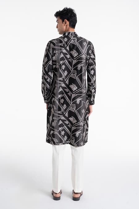 Dhruv Vaish Clasic Cut Printed Kurta Set 