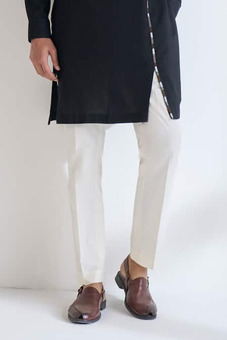 Dhruv Vaish_Black Cotton, Silk Embroidery Thread Kurta Set _Online_at_Aza_Fashions