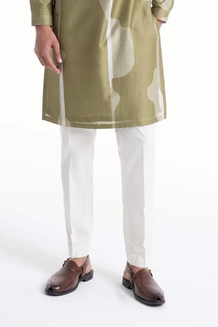 Buy_Dhruv Vaish_Green Chanderi Printed Classic Kurta Set _Online_at_Aza_Fashions
