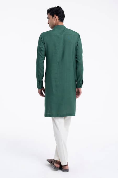 Dhruv Vaish Embroidered Cotton Silk Kurta Set 