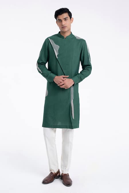 Dhruv Vaish Embroidered Cotton Silk Kurta Set 