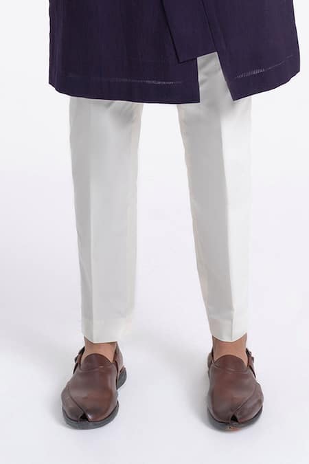 Dhruv Vaish_Purple Cotton, Silk Diagonal Curve Panel Kurta Set _Online_at_Aza_Fashions