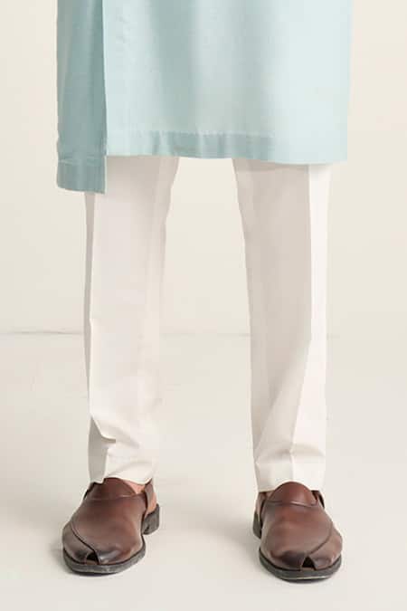 Dhruv Vaish_Sky Blue Cotton, Silk Zipper Layered Kurta Set _Online_at_Aza_Fashions