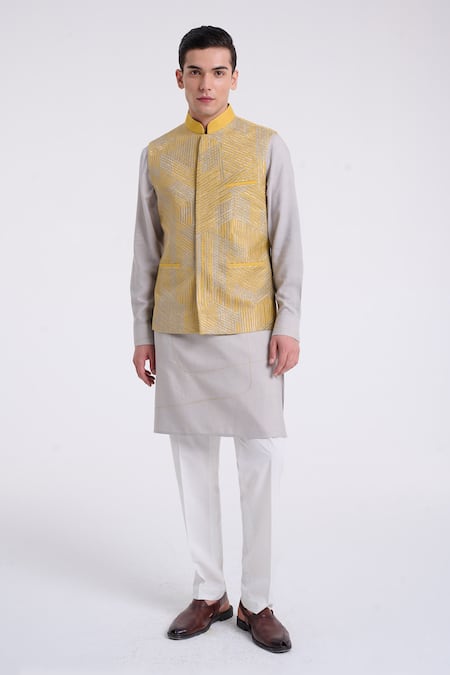Dhruv Vaish Geometric Lace Jawahar Jacket 