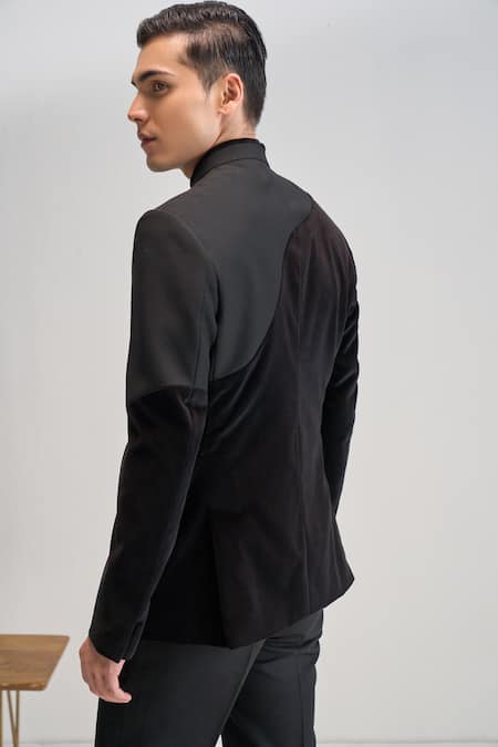 Dhruv Vaish Curve Cut Velvet Bandhgala 