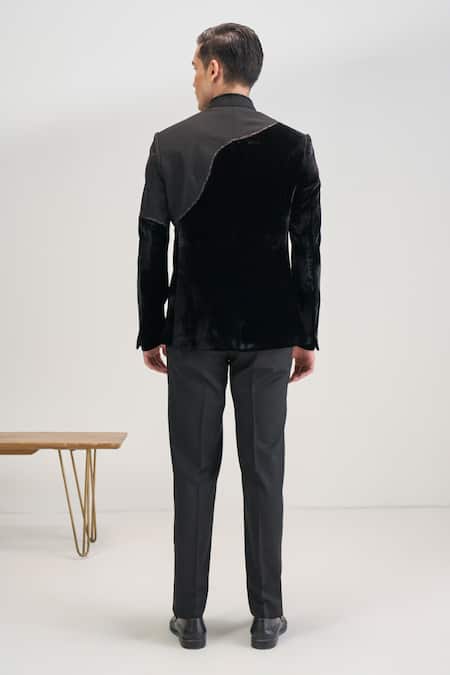 Dhruv Vaish Curve Cut Velvet Bandhgala 