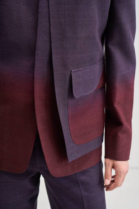 Buy_Dhruv Vaish_Purple Silk Ombre Bandhgala With Pant _Online_at_Aza_Fashions