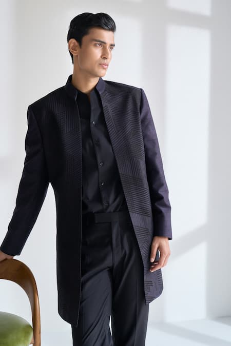 Dhruv Vaish Front Open Embroidered Sherwani