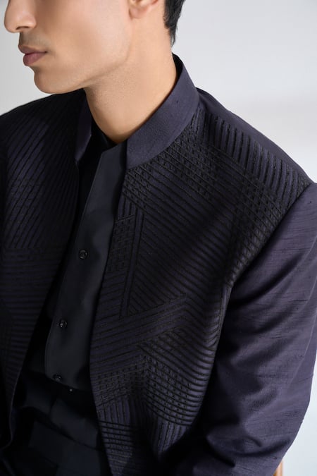 Shop_Dhruv Vaish_Purple Silk Embroidery Front Open Sherwani _Online_at_Aza_Fashions
