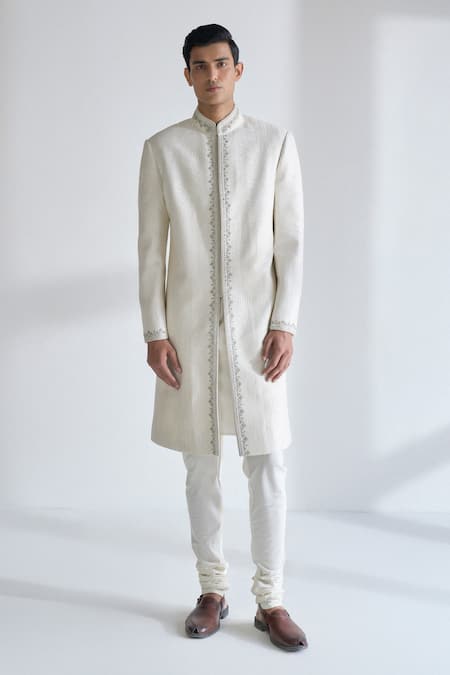 Dhruv Vaish Metal Embroidered Lace Sherwani Set 